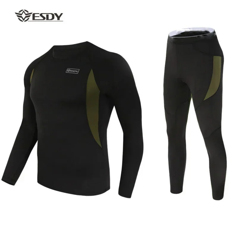 Thermal Underwear Outdoor Winter Sports Trainning Exercise Sets Fleece Suits Running Quick Drying Warm Underwear Men Clothing