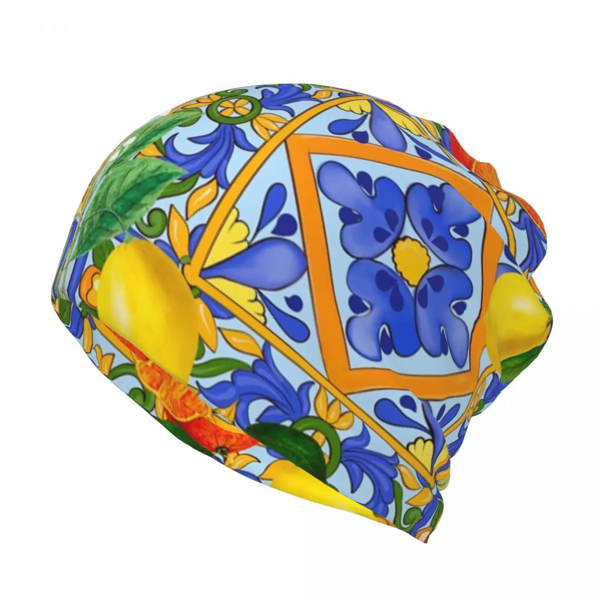 Custom Summer Lemons Sicilian Tiles Winter Skullies Beanies Caps Headband Neck Warmer Ski Camping Tube Scarf Face Bandana Gaiter