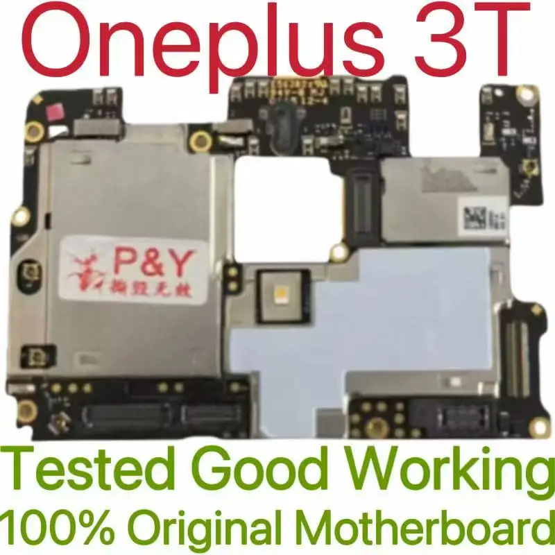Origineel ontgrendeld moederbord voor OnePlus 3T, ontgrendeld met chips, circuits en flexkabel.