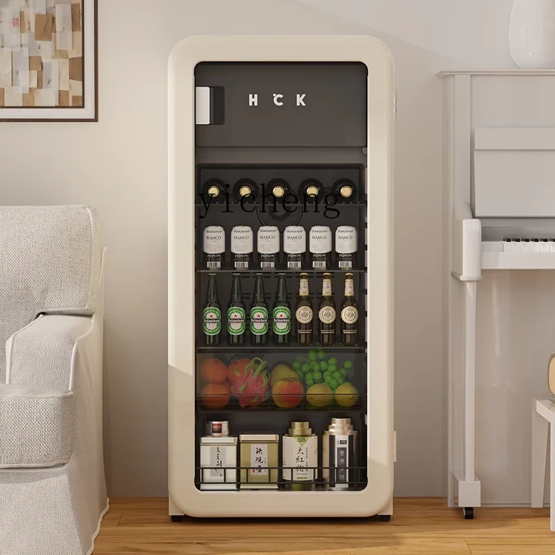 

ZML Household Living Room Refrigerated Cabinet Tea Refrigerator Glass Door Beverage Cabinet Household