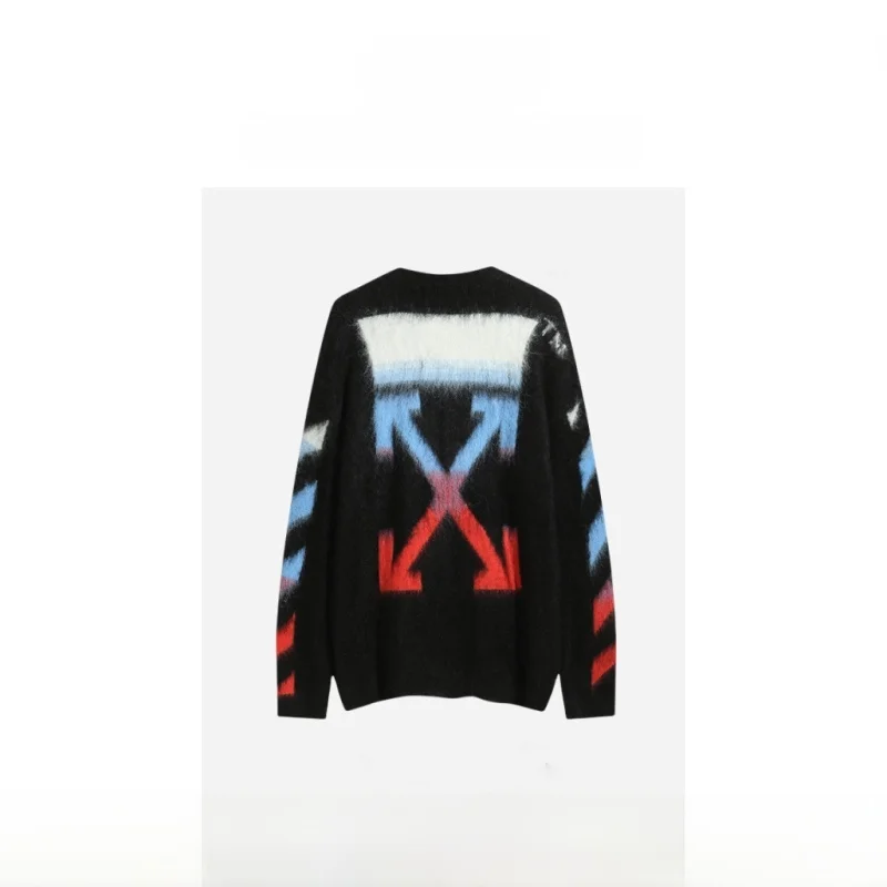 

Wedone Tra adient Arrow Pattern Camere Sweater Women's Autumn Winter New Sle Straight Tube Long Sve round Ne Top