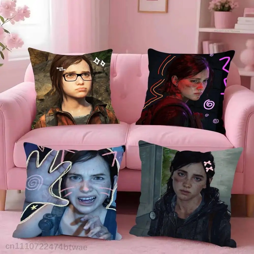 E-Ellie Williams T-TLOU Pillow Case For Sofa Bedroom Living Room Plush Cushion Cover Decorations and Protector