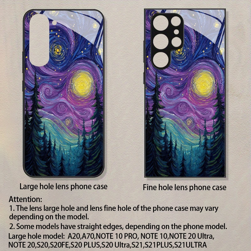2D Night Sky Forest Pattern Mobile Phone Case for Samsung S26 S25 S24 S23 S22 S21 S20 A56 A36 A16 - Glass Protective Cover view 5