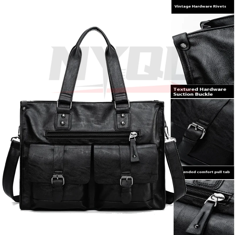 

Новая мужская деловая сумка-мессенджер через плечо, многофункциональный портфель из искусственной кожи, большая мужская сумка на молнии, наплечная сумка-тоут