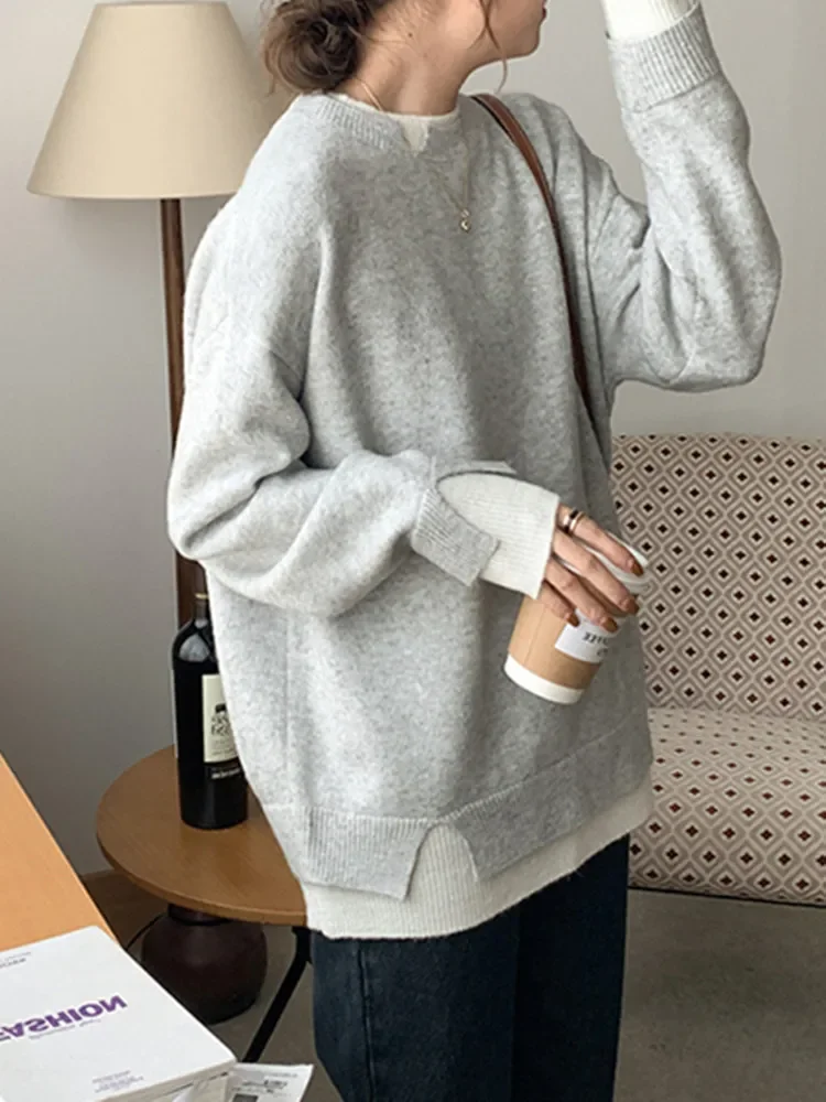 

Knitted Fashion Pullover Casual Sweater Women Korean Chic Office Loose Ladies Sweaters 2023 Autumn