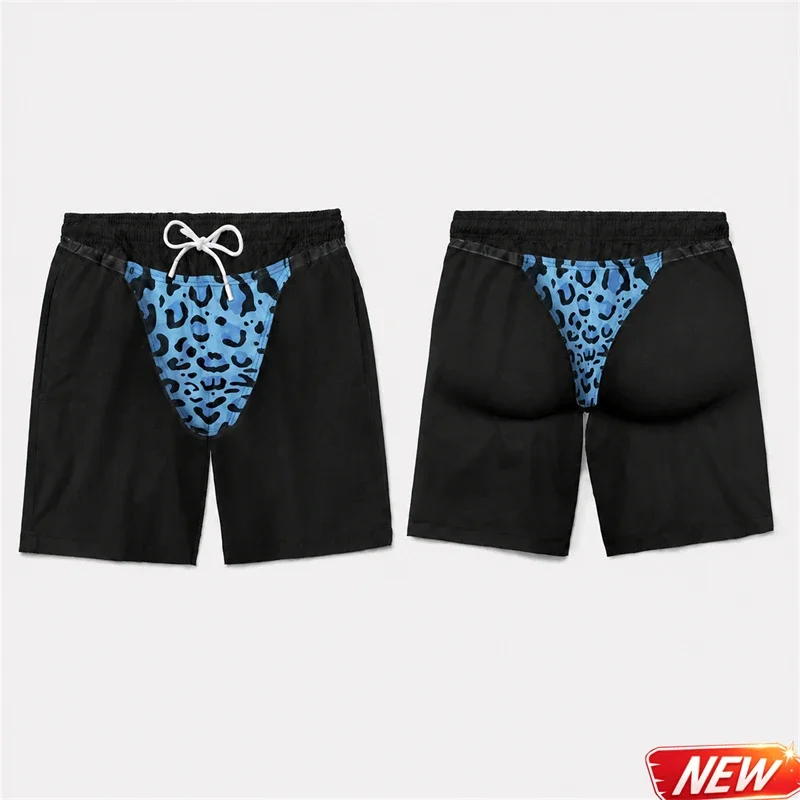 Lustige Badehose für Männer 3D-Druck Leopardenmuster Kunstleder Sommer Urlaub Strandshorts Hawaiianisches Reisegeschenk für Männer Surfbrettshorts – Detail 17