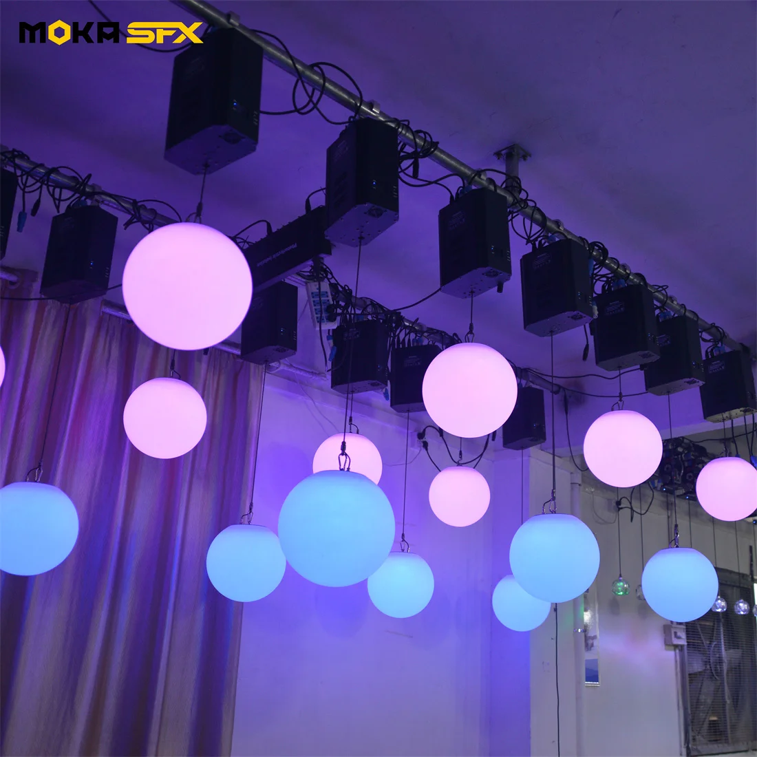 MOKA 6pcs/lot Winch Machine LED 3D Lifting Ball DMX Kinetic Light LED Sphere Lights for Bar Disco Shopping Mall Concert