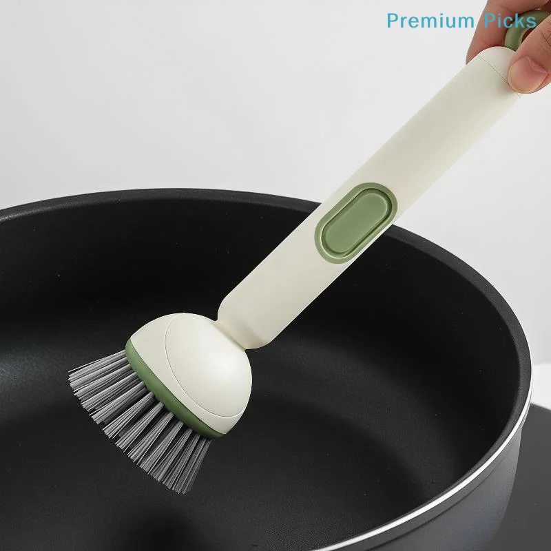 portableSoap Dispensing Dish Brush Long Handle Adjustable Food Safe Scrubber for Kitchen Pot Pan Sink Daily Cleaning
