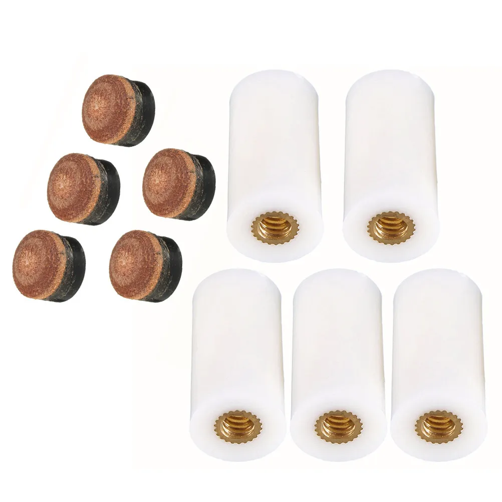 

10Pcs Billiard Tips and Ferrules American Style Screw-on Tips with Press-on Rubber Ferrules for Cue Maintenance