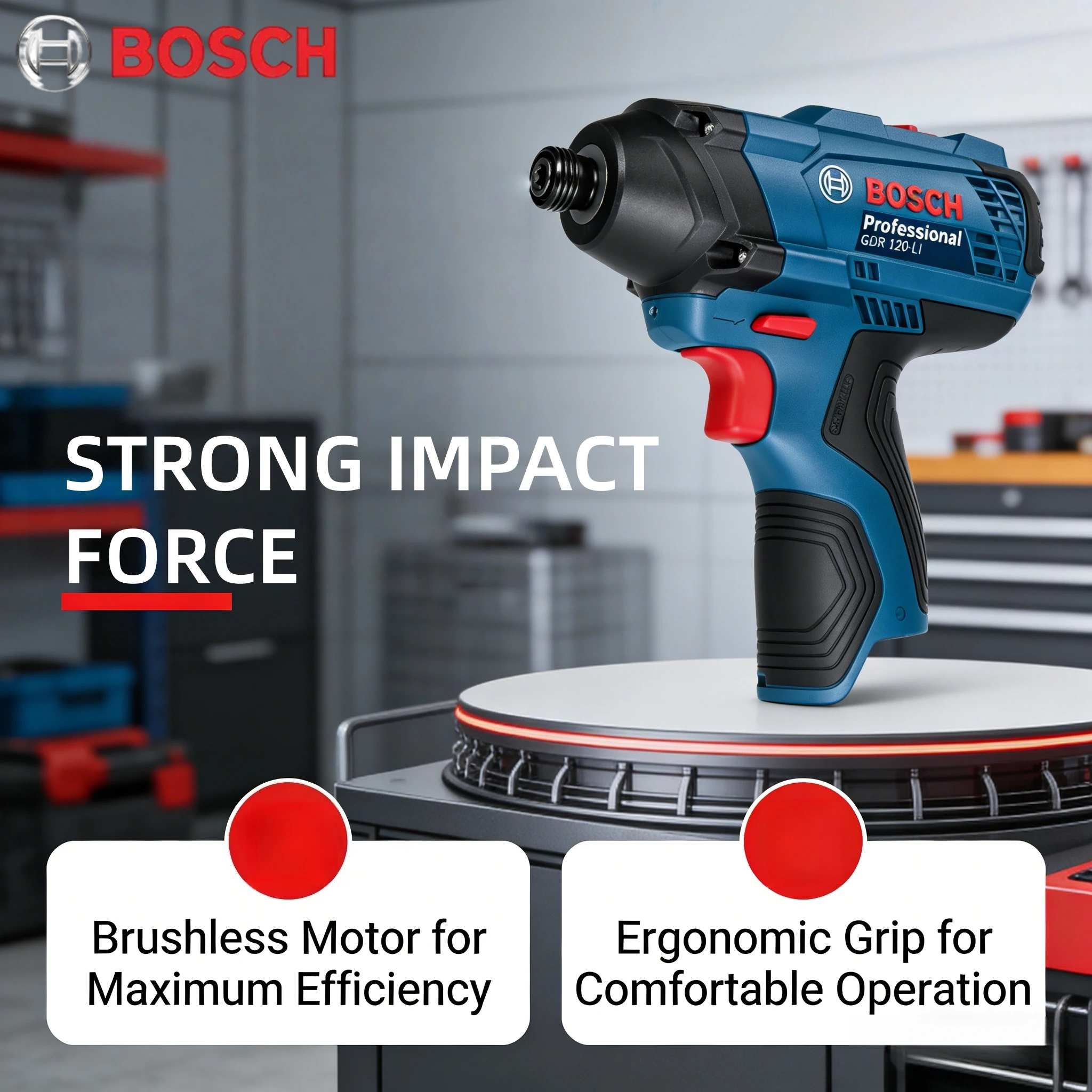 BOSCH GDR120-LI 12V Cordless Impact Driver Compact High Torque Hex Bit Holder LED Light Furniture Assembly Tool - view 6