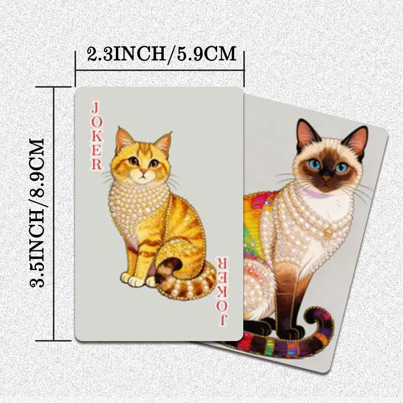 Baralho de Poker com 54 Cartas, Design de Gato Siamês Arco-Íris e Mosaico de Pérolas, para Blackjack, Canasta, Noites de Jogos em Família, Jogos de Festa
