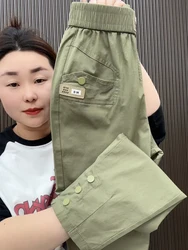 Women Cotton Harun Pants Summer Loose New 2024 Ladies High Waist Versatile Thin Slim Casual Pants Female Nine-Point Pants