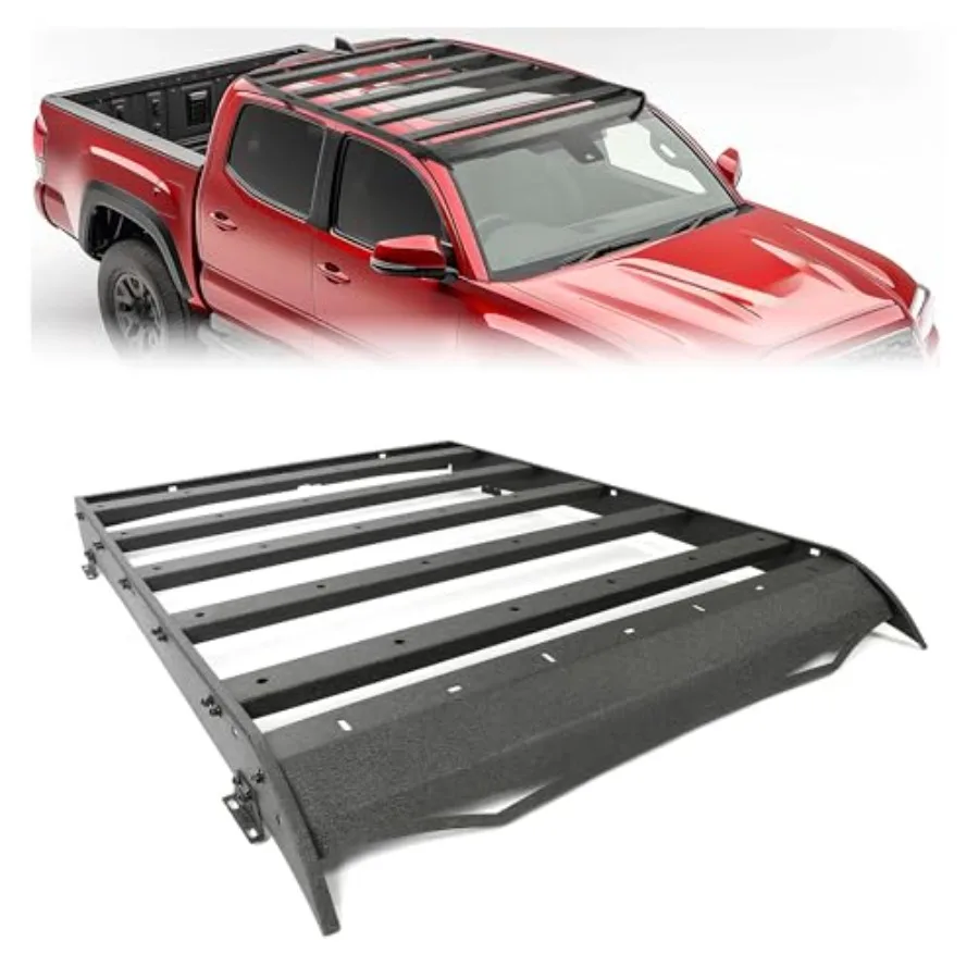 

Roof Rack Compatible with 2005-2023 Tacoma 2nd 3nd Gen Double Cab Models Rooftop Luggage Cargo Carrier Basket 350LBS w/o Light