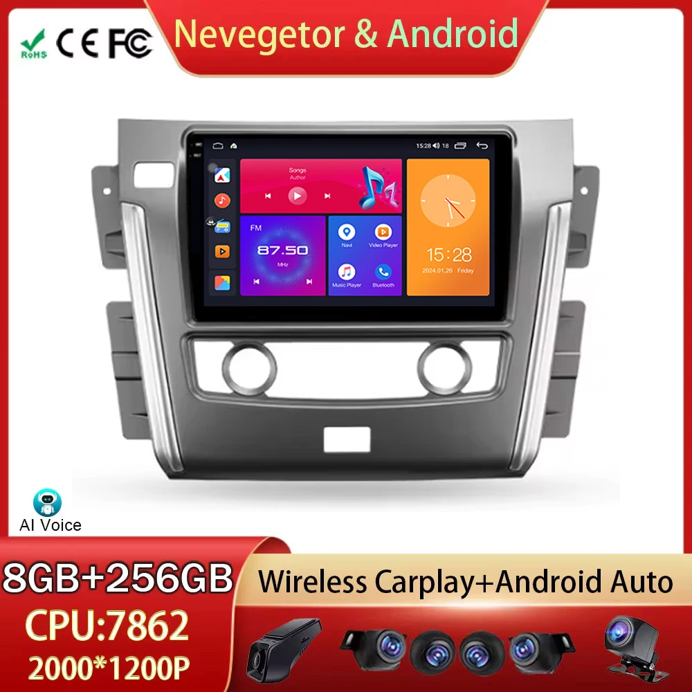 For Nissan Patrol 6 Y62 2010 - 2020 QLED Car Radio Wireless Android Auto Multimedia Player GPS Navigation 5G WIFI BT No 2din DVD