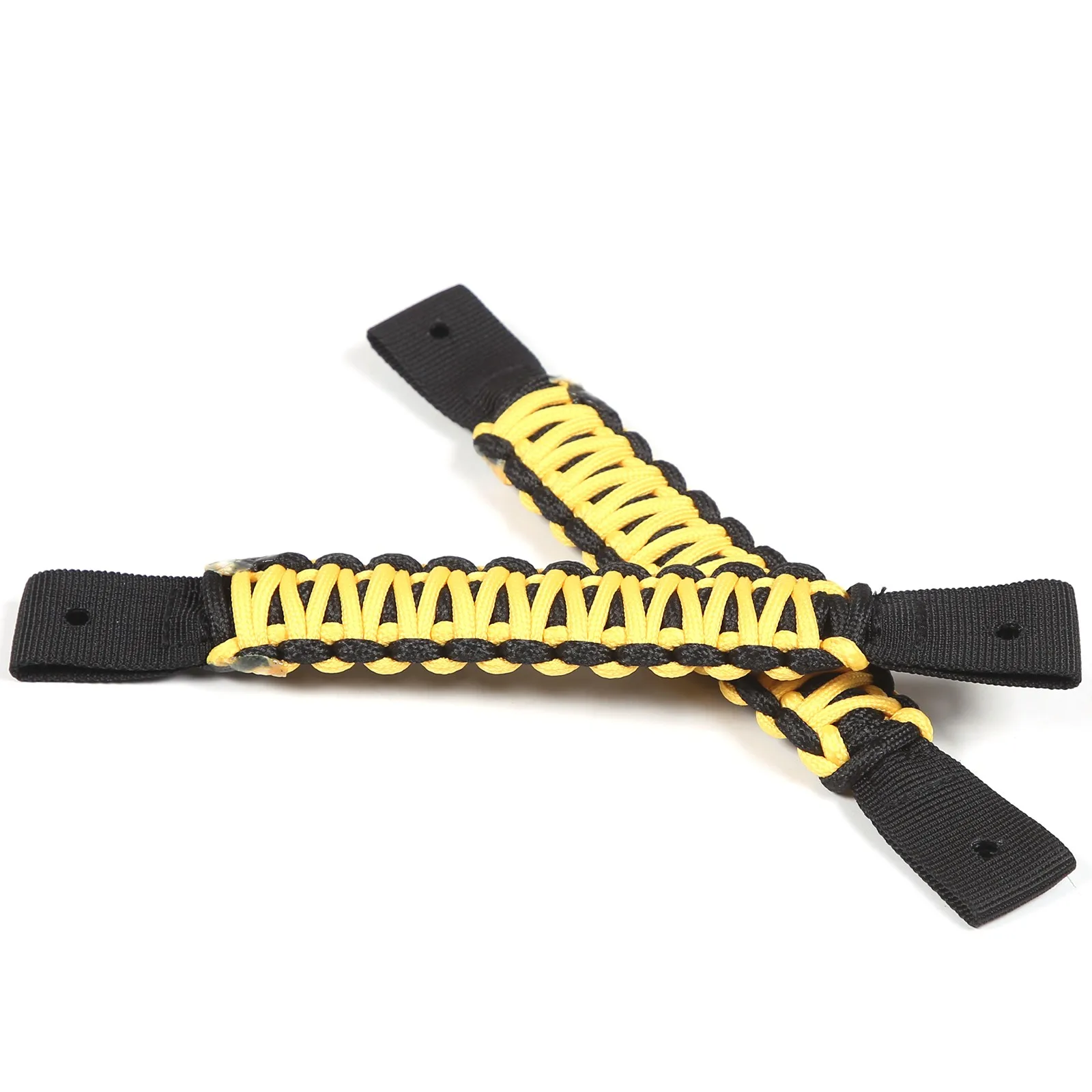 2PCS Yellow Black Car A Pillar Roof Paracord Handle Rod For Toyota LC76 LC70 LC71 2007-2026 Tailgate Handle Paracord Grab Kit