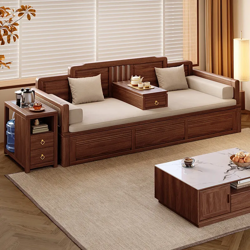 Black walnut Arhat bed, new Chinese storage box, modern simple antique Zen sofa bed