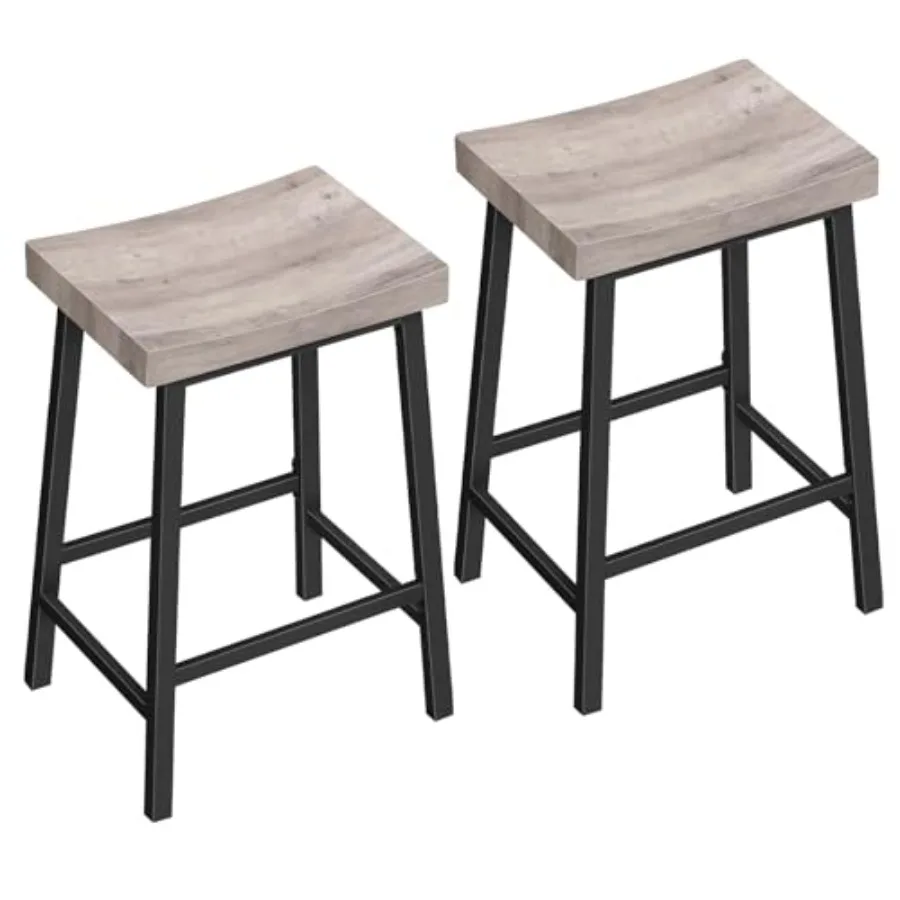

Bar Stools Counter Height Bar Stools Set of 2 23.7 Inch Saddle Stools with Footrest Kitchen Stools Industrial Style for Dining