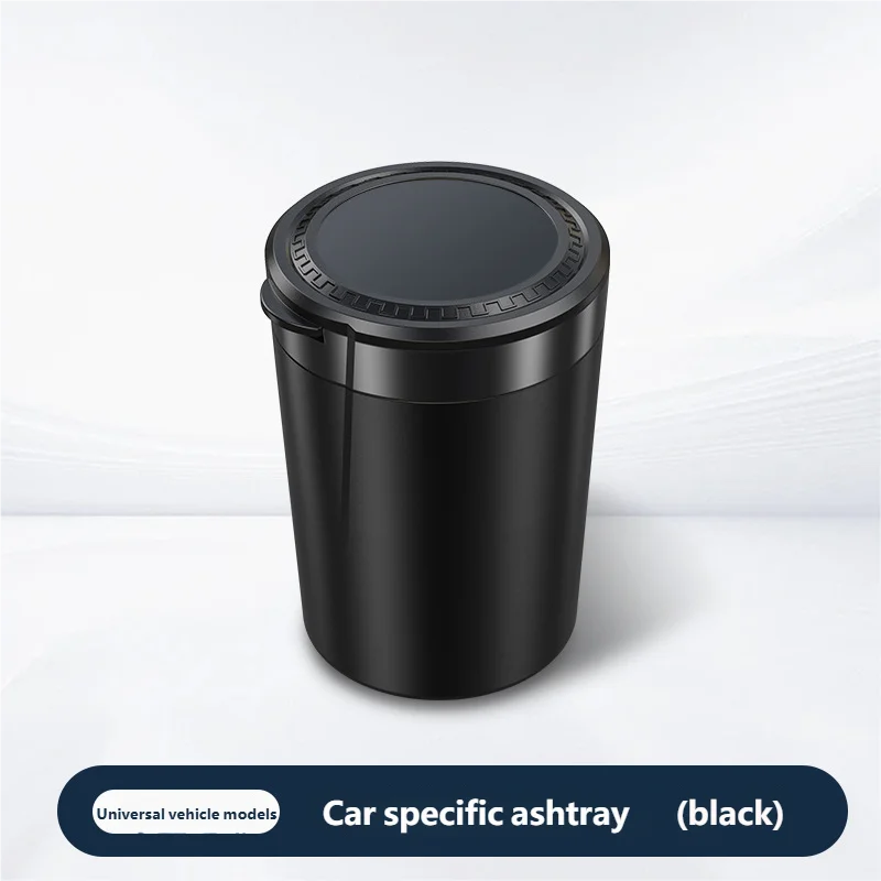 Portable Can LED Ashtray Smokeless Auto Cigarette Ash Holder with Lid Detachable Metal Lining One-Click Push Open Splash-Proof view 5