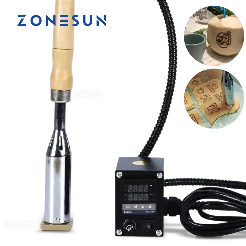 

ZONESUN портативная ручная кожаная бумажная карта для хлеба, машина для горячего тиснения, брендовое железо с регулируемой температурой