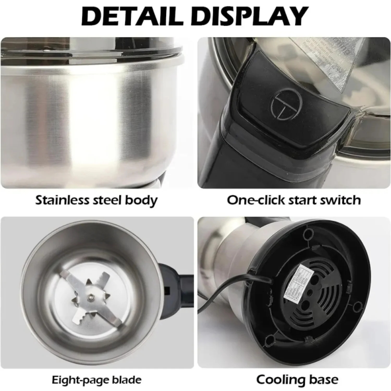مطحنة القهوة عالية الطاقة المطبخ الحبوب المكسرات الفول التوابل الحبوب آلة متعددة الوظائف