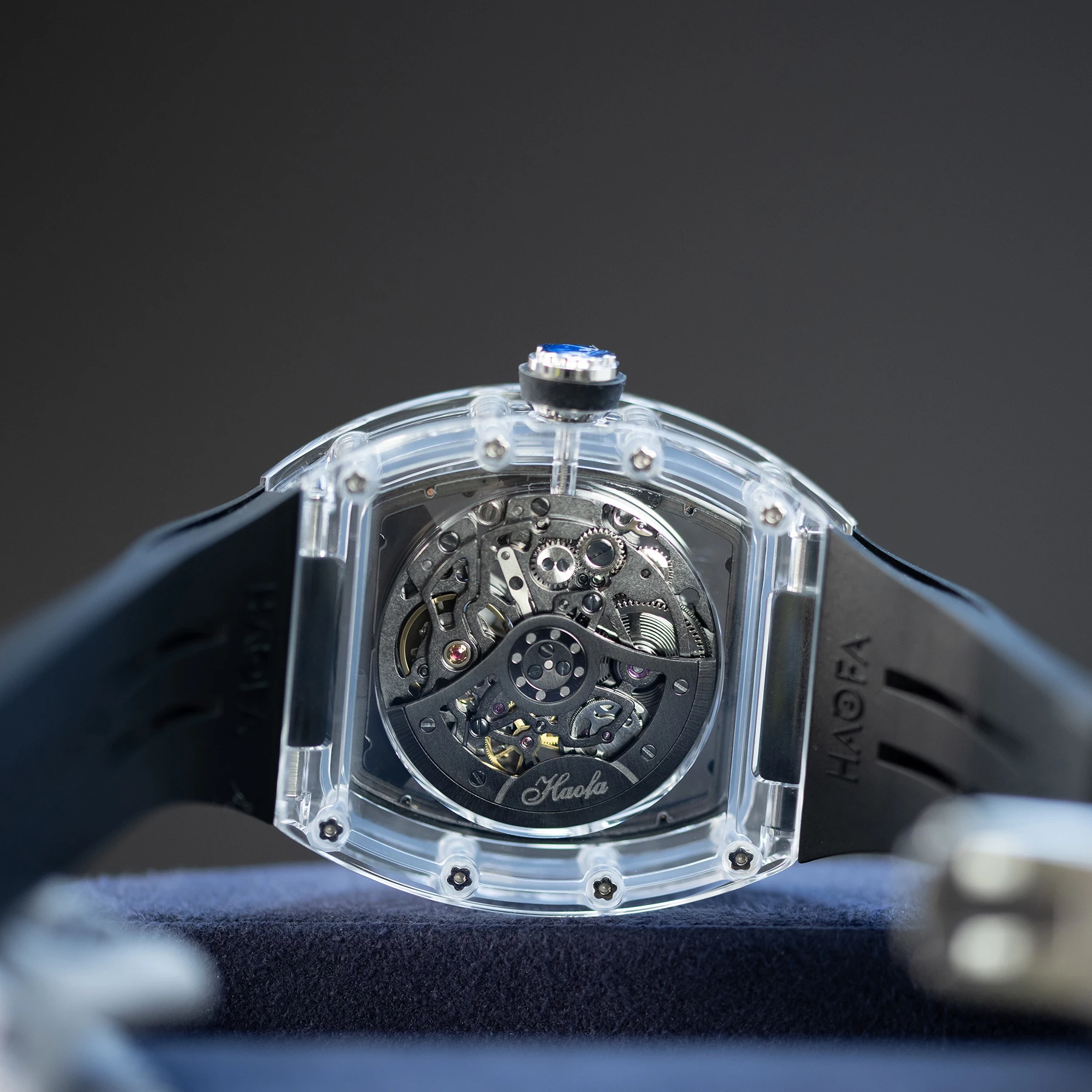 Haofa Automatic Hollow Transparent Watch 3D Interstellar Spaceship Mechanical Watch for Men Luminous Moon Rabbit Men Watch 2320