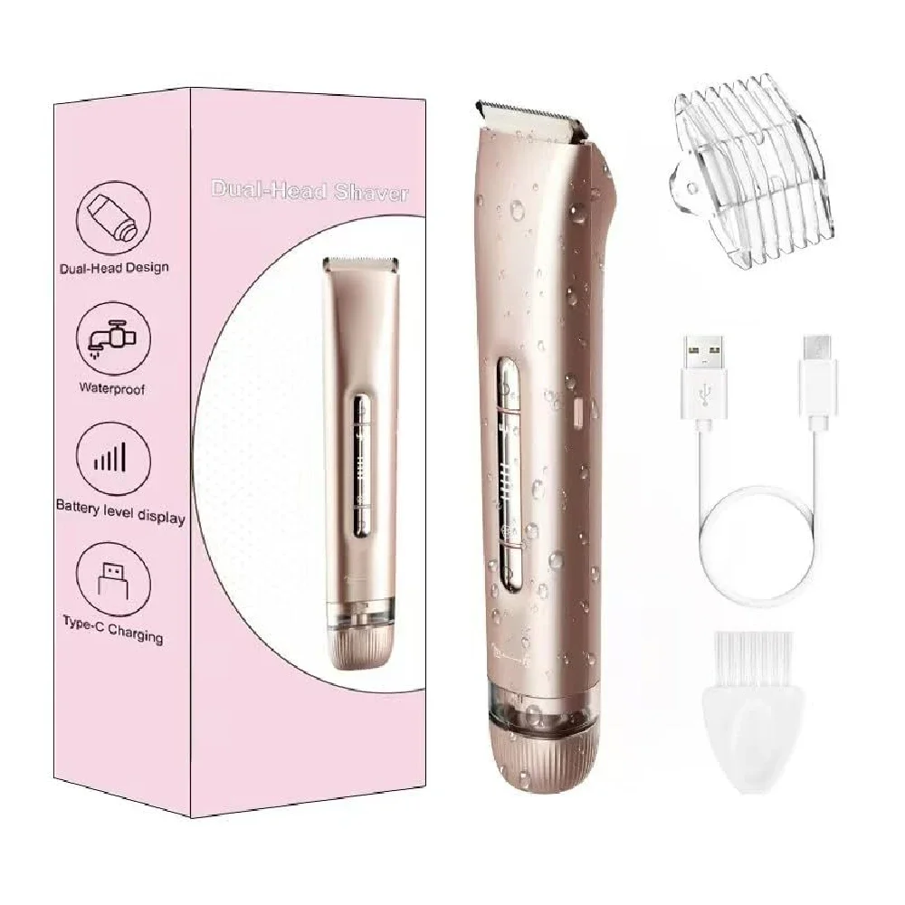 Women’s Electric Bikini Trimmer, IPX7 Waterproof Rechargeable Lady Shaver, Portable Body Hair Grooming Trimmer
