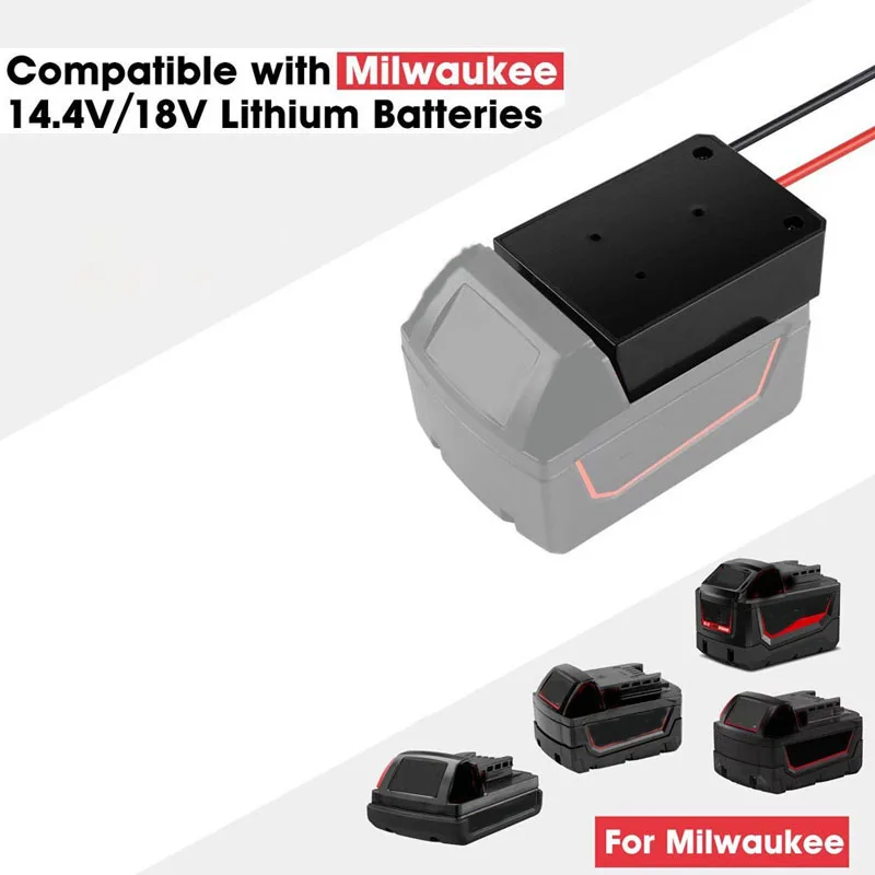 Adaptador de batería para Milwaukee, conector de alimentación de batería de iones de litio de 18V con cables de 14 Awg, interruptor de E/S, herramienta eléctrica DIY