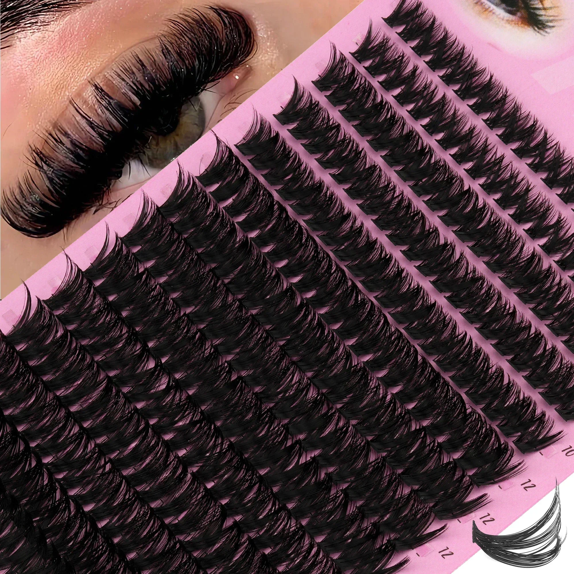 14 Rows Russian Cluster Lashes D Curl Wispy Fluffy Individual False Eyelashes DIY Eyelash Extensions For Women Eye Makeup