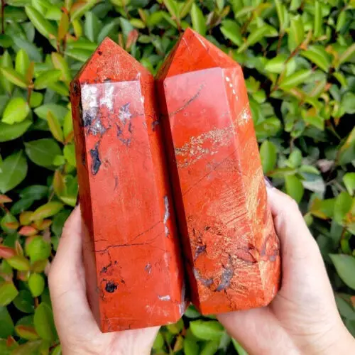 

Natural Red Jasper Jade Quartz Crystal Obelisk, Wand Point, Healing Decoration, 1Pc