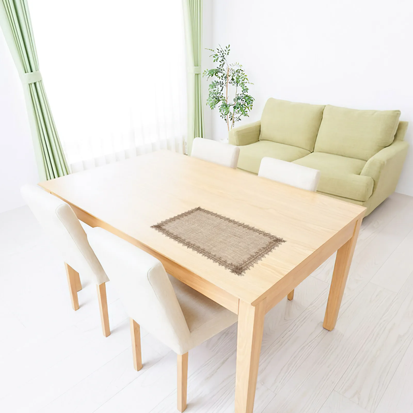 4Pcs Dining Table Placemats Natural Jute Burlap Heat Resistant 45x30cm Tassel Edge Rustic Thanksgiving Christmas Everyday Meal