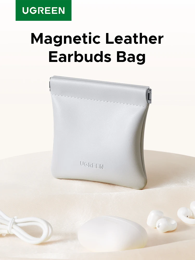 UGREEN étui pour écouteurs sac en cuir magnétique pour Bluetooth pince d'oreille ouverte écouteurs sans fil écouteurs intra-auriculaires câble sac de rangement filaire