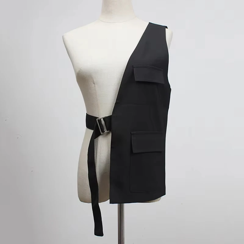 

Black Pocket Irregular Long Adjustable Belt Personality Women New Fashion Tide All-match Spring Autumn 2024 1DF2075