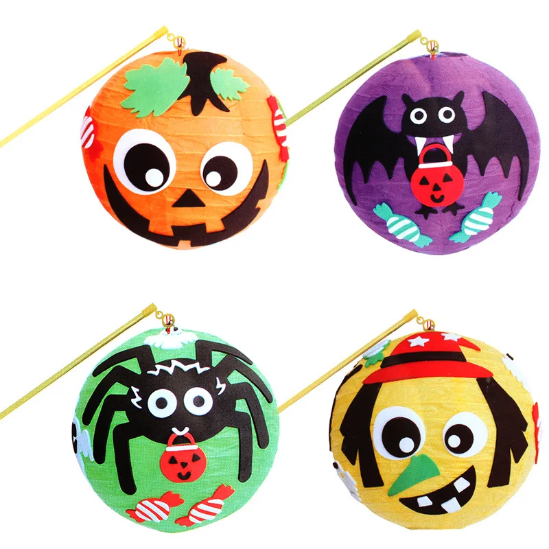 Linterna de papel de dibujos animados para Halloween, accesorios de decoración Ktv, linterna Led hecha a mano, Juguetes Divertidos de calabaza