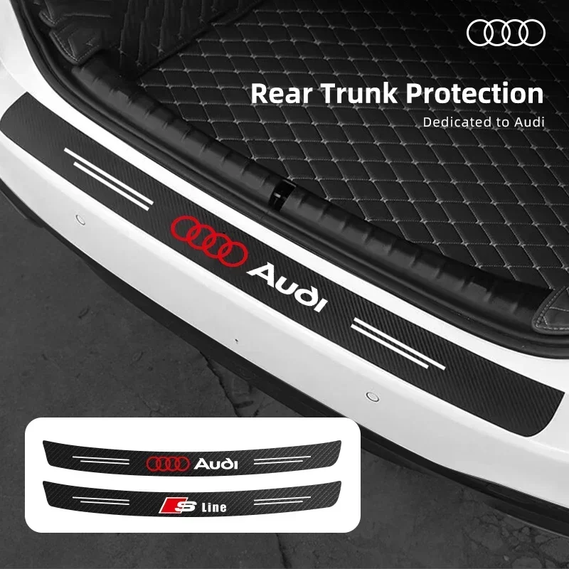 Protector de parachoques trasero de coche, pegatina de fibra de carbono para Audi Sline TT A1, A2, A3, A4, A5, A6, A7, A8, 8P, B6, B7, Q3, Q5, Q7