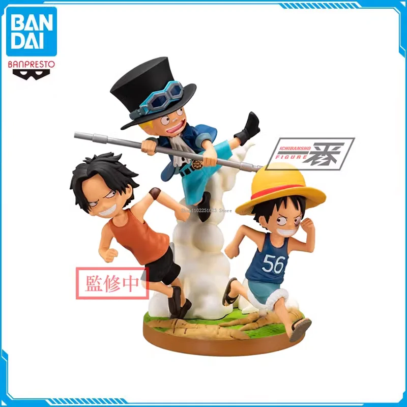 BANDAI ICHIBANKUJI Original One Piece Luffy Portgas·D· Ace Sabo Three brothers Colleclable Action Figures Model DesktopOrnaments