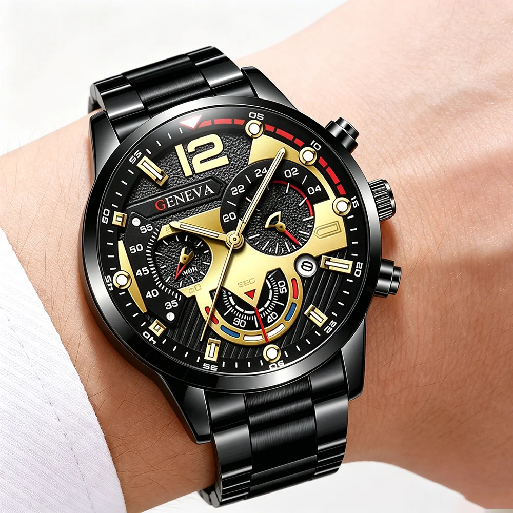 3Pcs Men's Watch Set, Business‑Charming, Great Choice For Eid Al‑Fitr, Valentine's Day, Easter, Anniversary