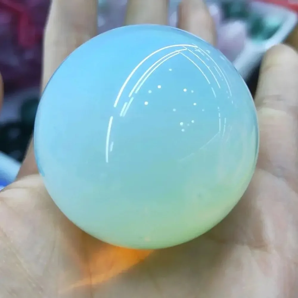 Natural White Opal Crystal Ball 50mm Healing Gemstone Sphere for Meditation, Reiki, Home Decor, Energy Balancing