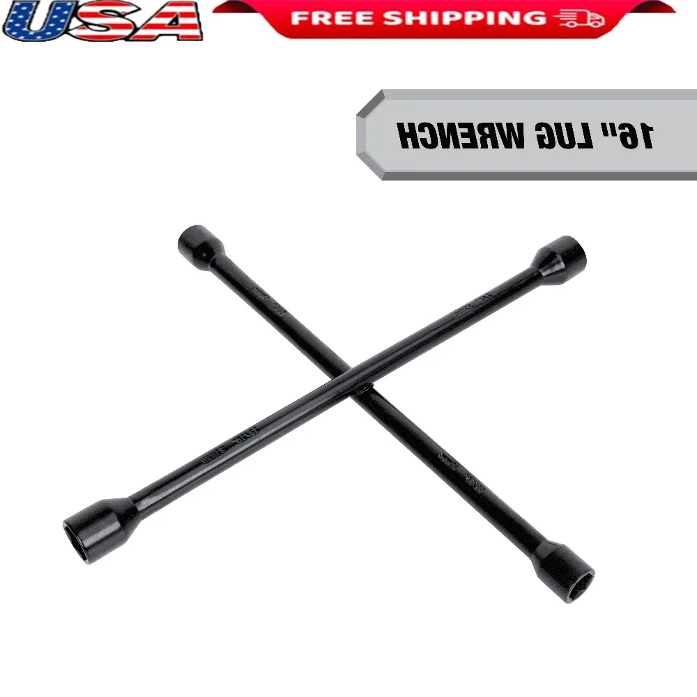 

Automotive 16in Lug Wrench Carbon Steel 4-Way Double-Headed Tool Rust Resistant Corrosion Protection Cars SUVs Pickups