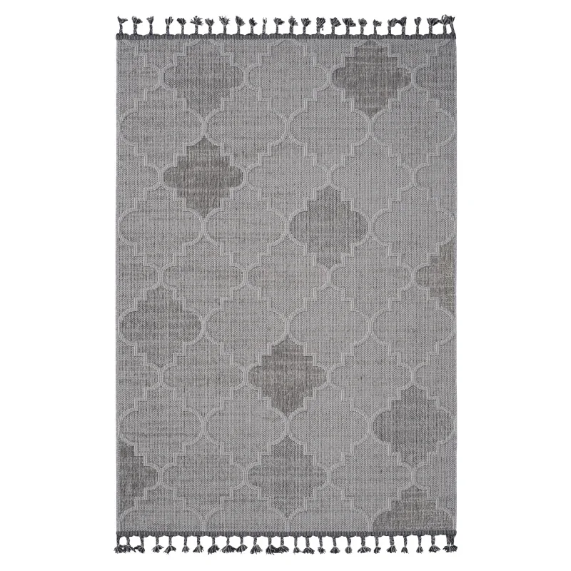 

NAAR Guros Collection 6X9 White / Grey / Trellis Indoor / Outdoor Area Rug