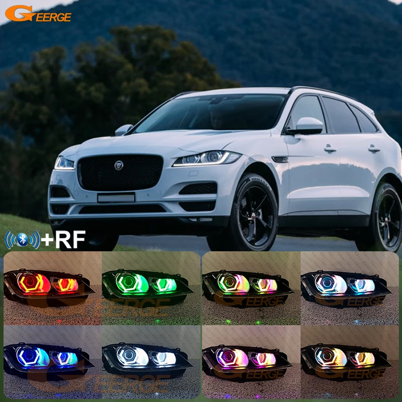 

For Jaguar XJ XJR XF XE F-Pace Dynamic Sequential Turn Signal Lights DRL Multi Color RGB Led Angel Eyes Hex Halo Rings