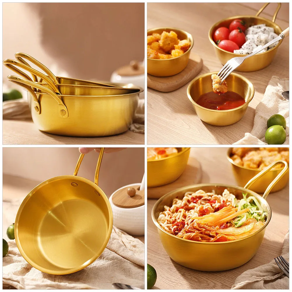 

2Pcs Rice Wine Bowls Stainless Steel Handle Korean Small Bowls for Home Restaurant Camping Hot Wine Soup Use