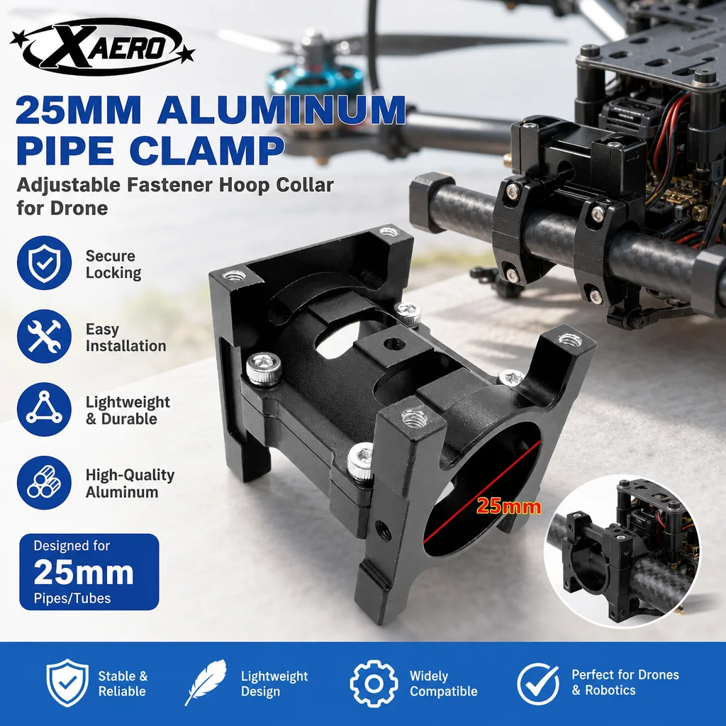 XAERO 25mm Aluminium Pipe Clamp Adjustable Fastener Hoop Collar Manifold Tube Gripping Clip for Drone