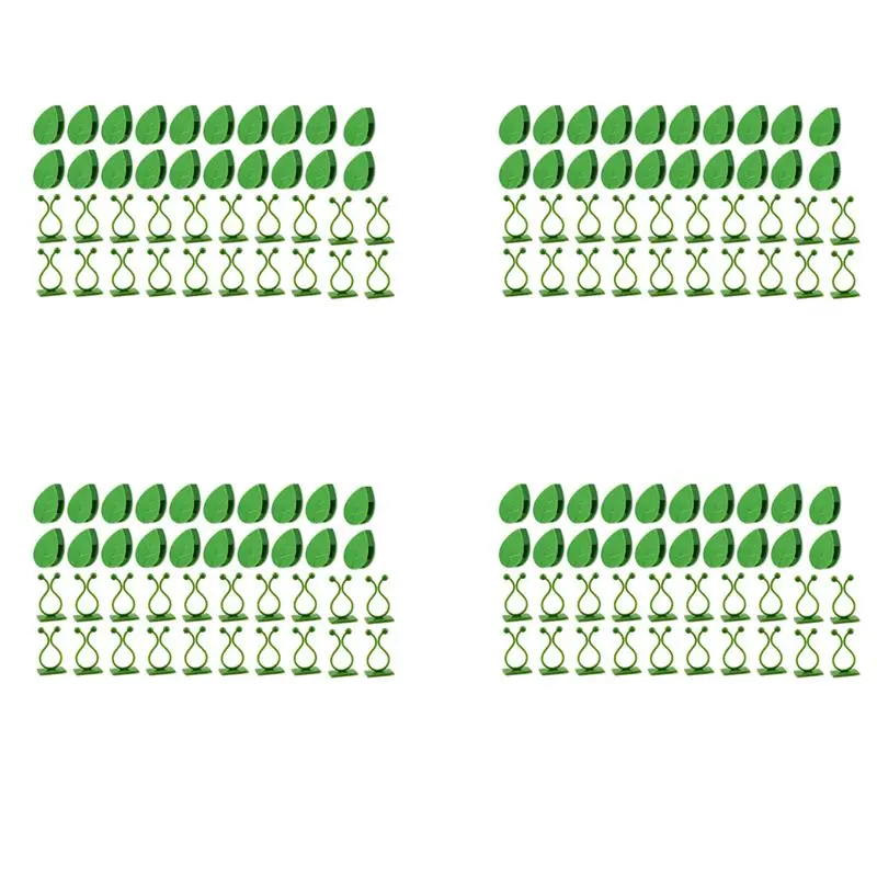 320Pcs Plant Climbing Wall Fixture Clips Plant Fixer Vines Garden Green Leaf Plant Wall Clips Vines Holder For Wall-AT36