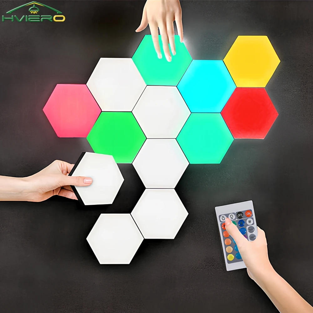 

Quantum Hexagon Light Touch Sensor Honeycomb Wall Lamp RGB Room LED Colorful Modular Control Night Decorate Indoor Bedroom Bulb