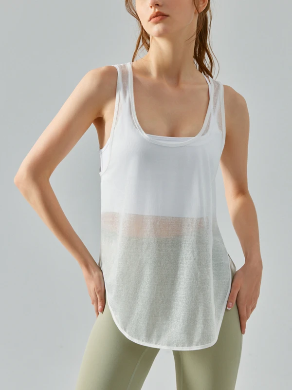 

Loose Women's Yoga Wear Top DS6 Flutton Svel Fitn Vest Thin Me Casual Outerwear Qui Dry Polyester