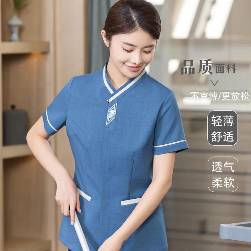Hotel RoomsPAShort Sleeve Cleaning Work Uniform Set for Property Management, Hotel, Hospital, Sanitation Aunt Summer Cleaning Se