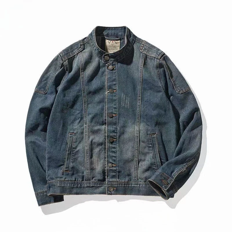 

Autumn Loose Men's Denim Jacket Designer Korean Popular Clothes Korea Cowgirl Size L Low Price Washed New in Y2k Male Jean Coats