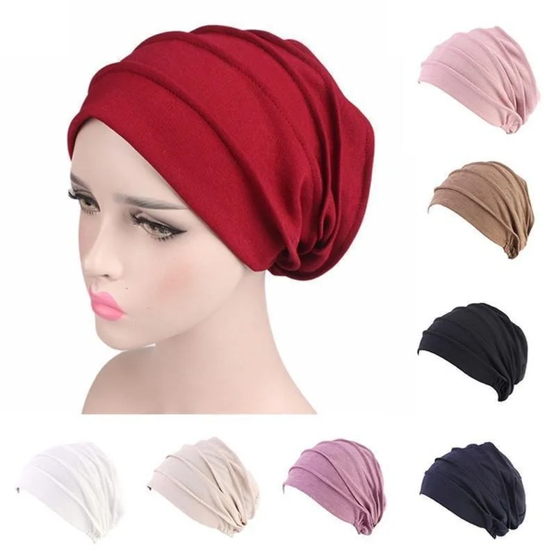 8 Colors Muslim Women Hijab Hat Cap Turban Headscarf Wrap Head Cover Cancer Cap