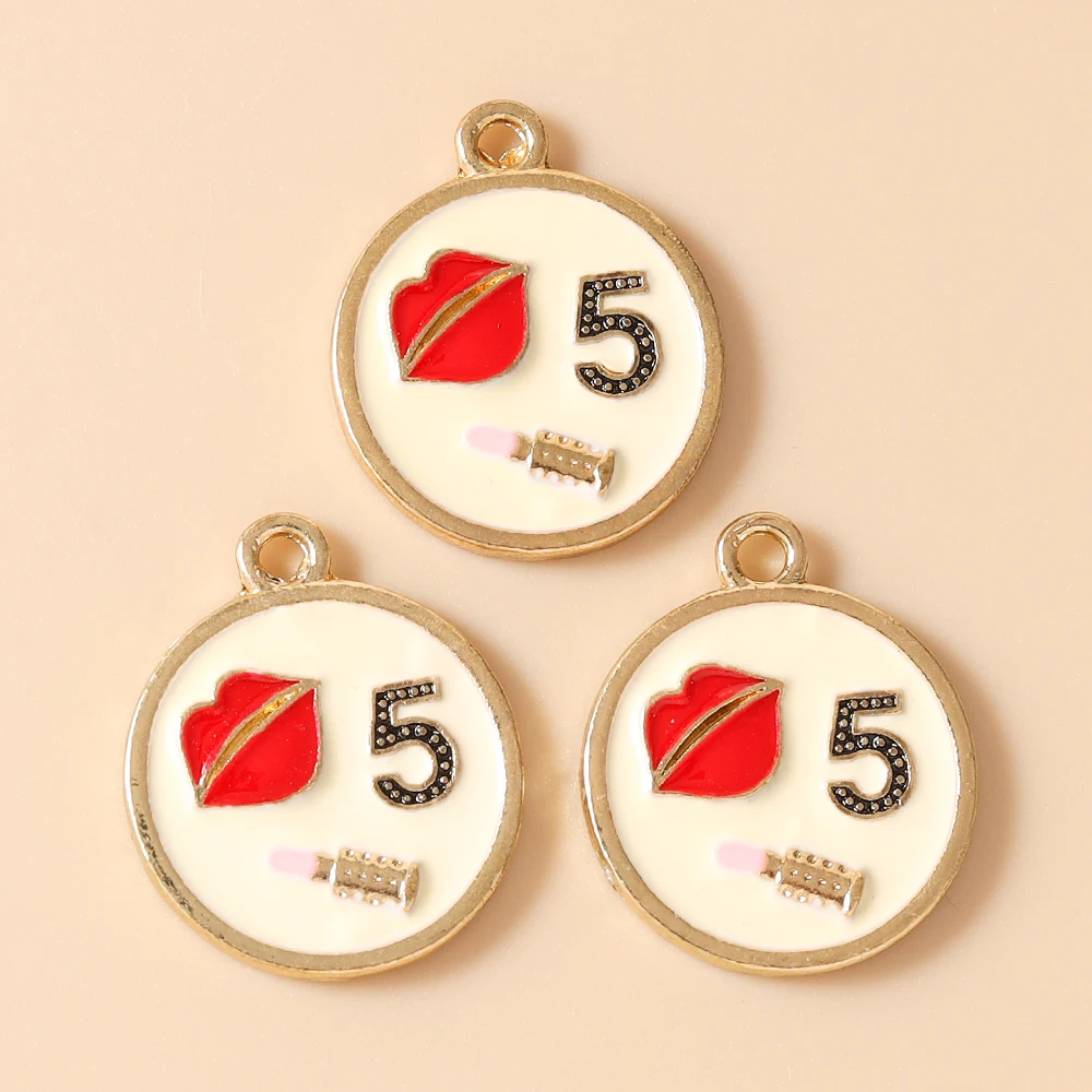 Leslie 10 Stück 17*20mm Emaille-Lippenstift-Anhänger für Schmuckherstellung, Anhänger, Halsketten, Ohrringe, DIY Handgemachte Armbänder, Bastelarbeiten – Detail 6