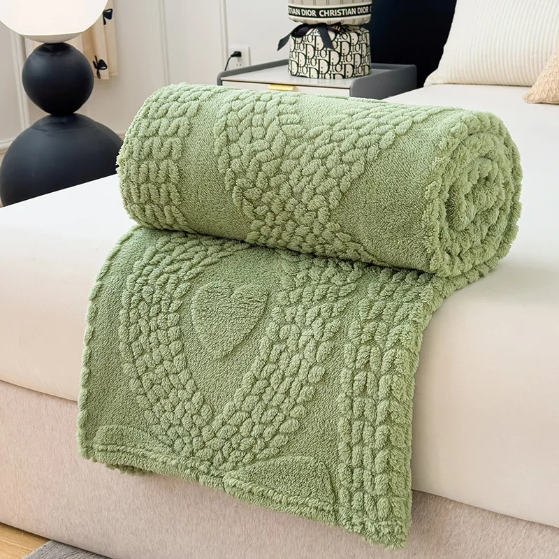 Solid Color Jacquard Blanket Multi Purpose Double Sided Usable Quilts Machine Washable for Office Nap Travel Lightweight Quilt